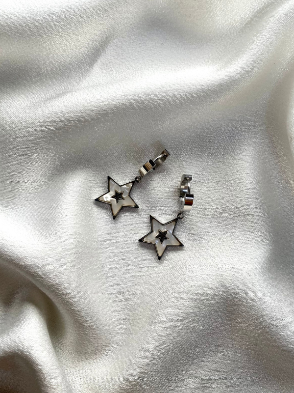 Star Figured Steel Earrings