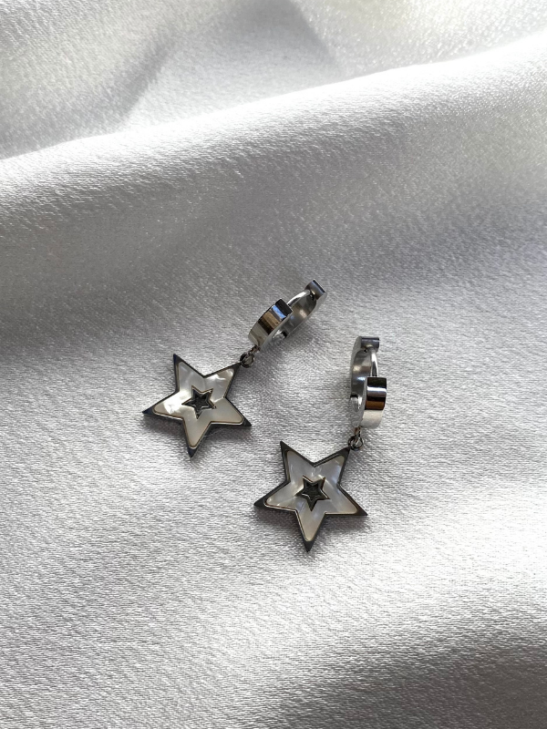 Star Figured Steel Earrings