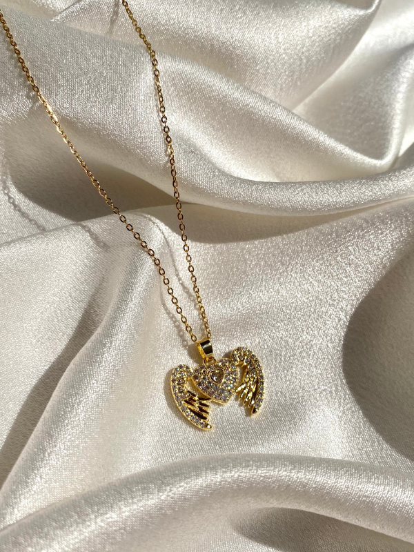 Angel Winged Heart Steel Necklace