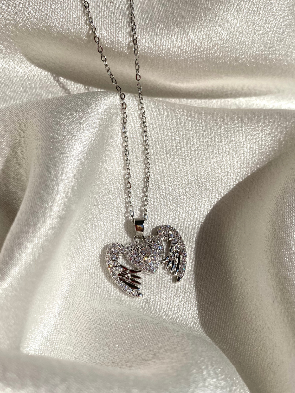 Angel Winged Heart Steel Necklace