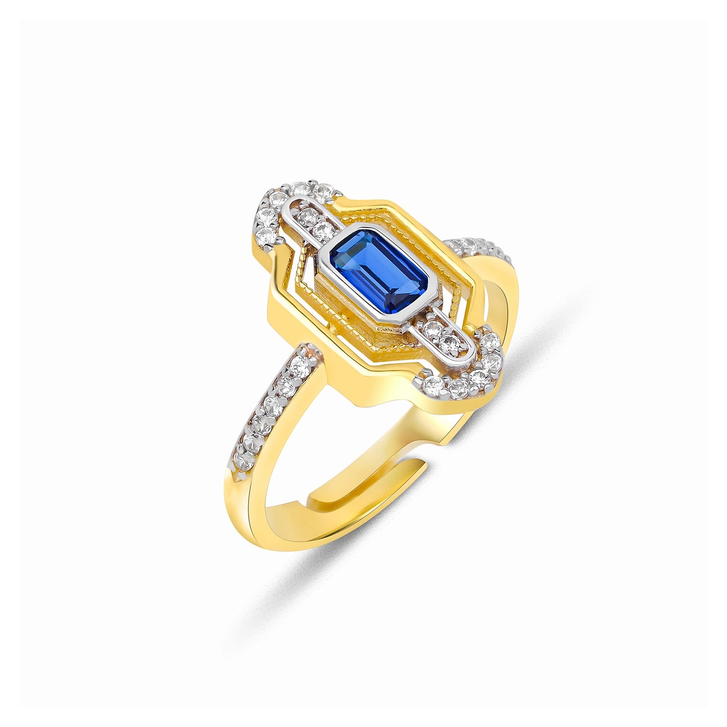 Design Baguette Stone Adjustable Silver Ring