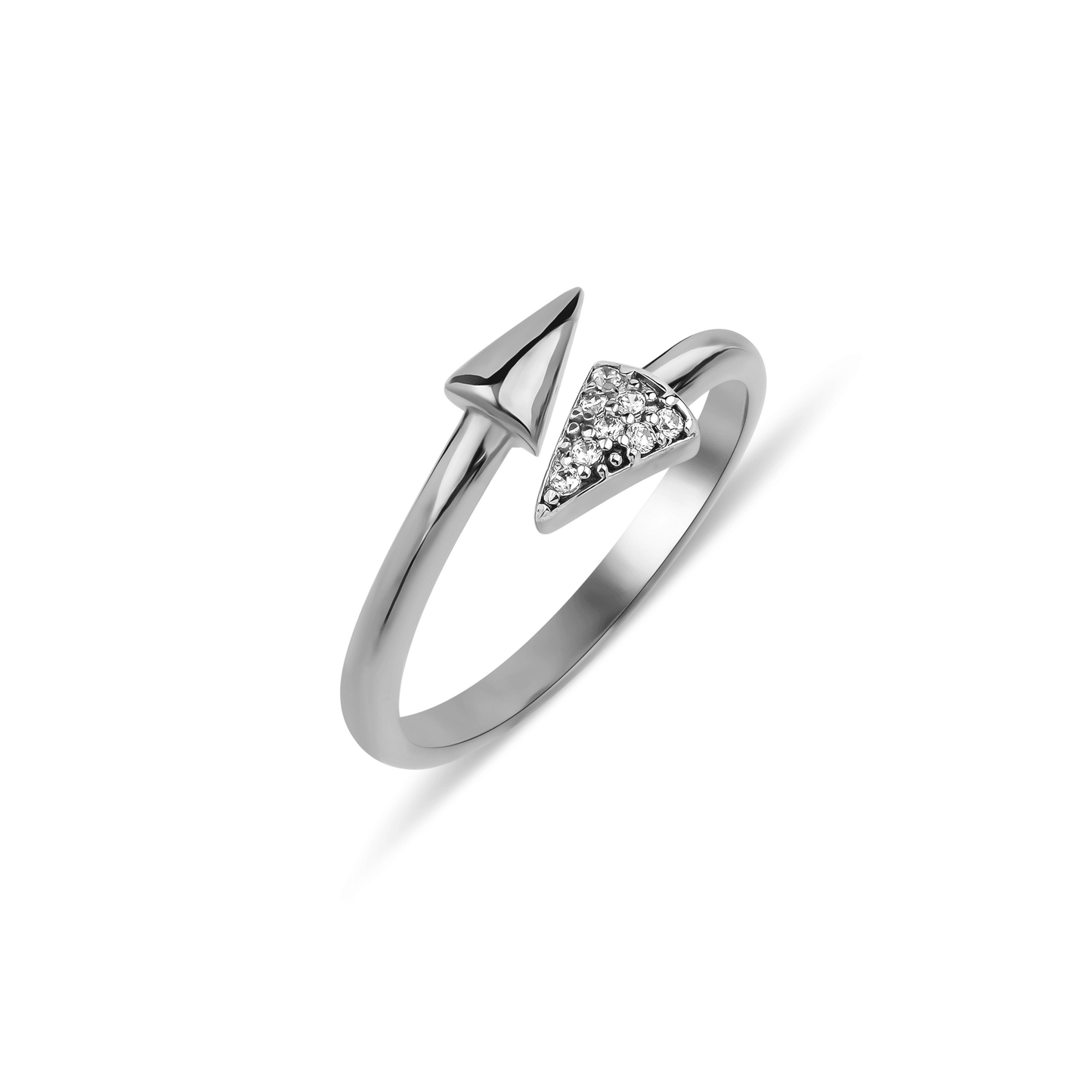 Double Triangle Model Adjustable Silver Ring