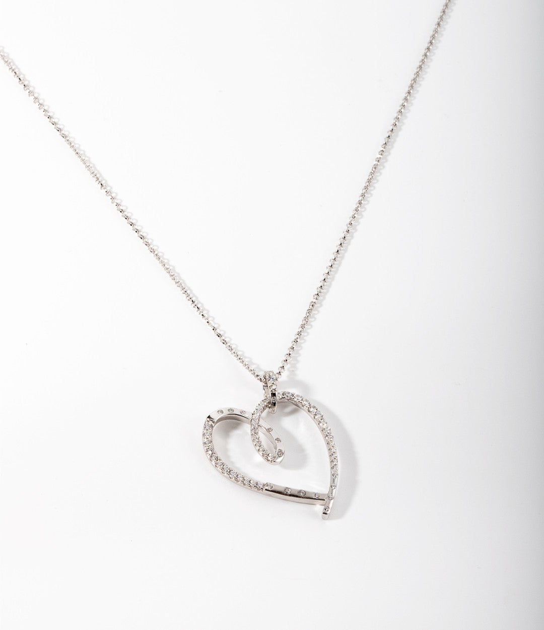 Stone Heart Imported Silver Necklace