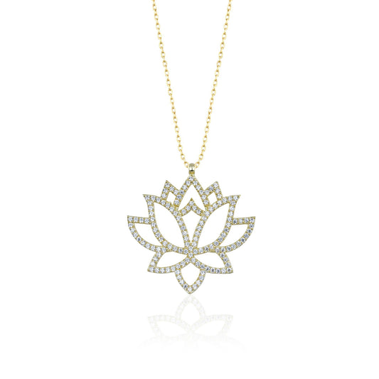 Silver Necklace with Lotus Flower Figure