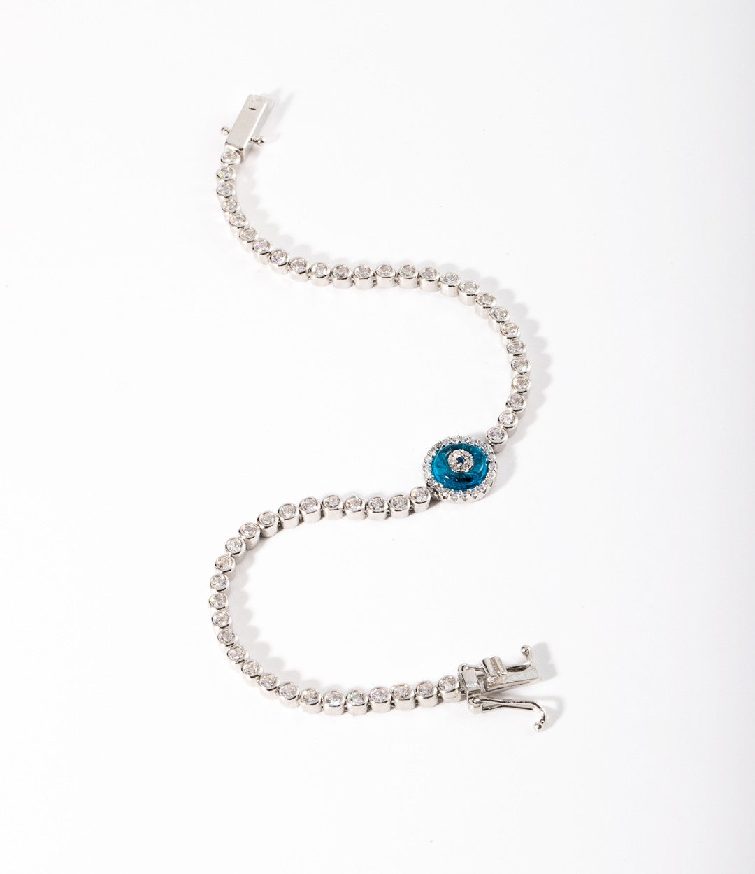 Evil Eye Bead Imported Silver Bracelet