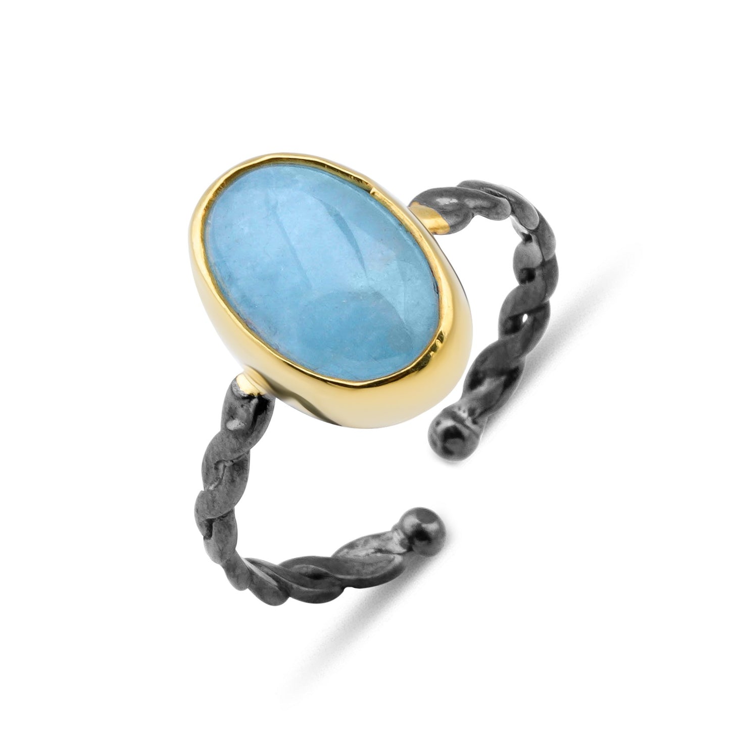 Silver Ring with Adjustable Larimar Stone