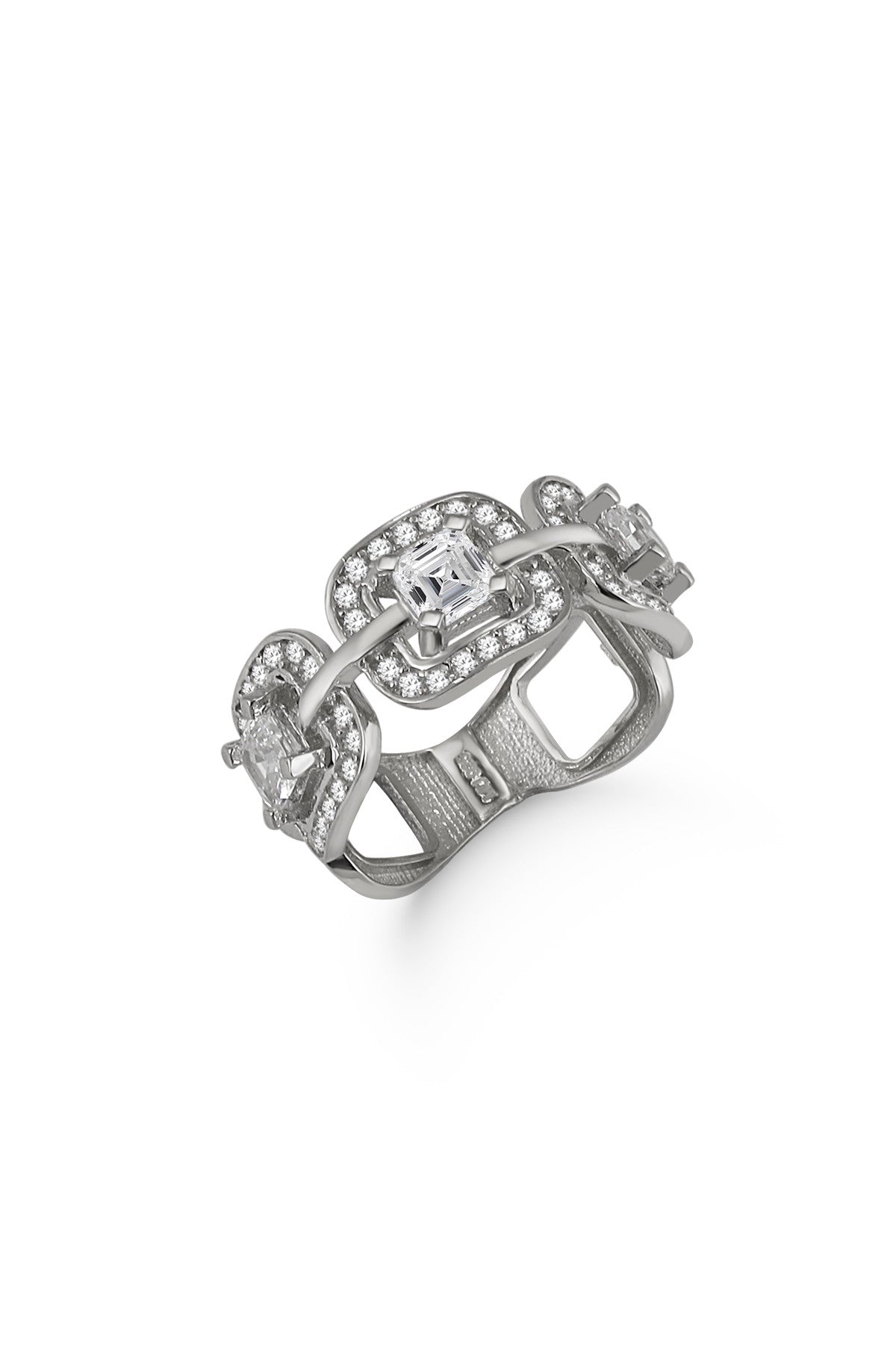 Stone Chain Silver Ring