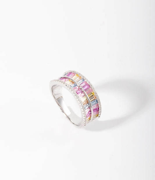 Imported Silver Ring with Colored Stones