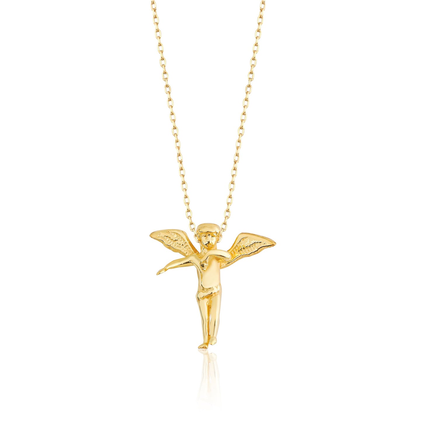 Three-dimensional Angel Silver Necklace