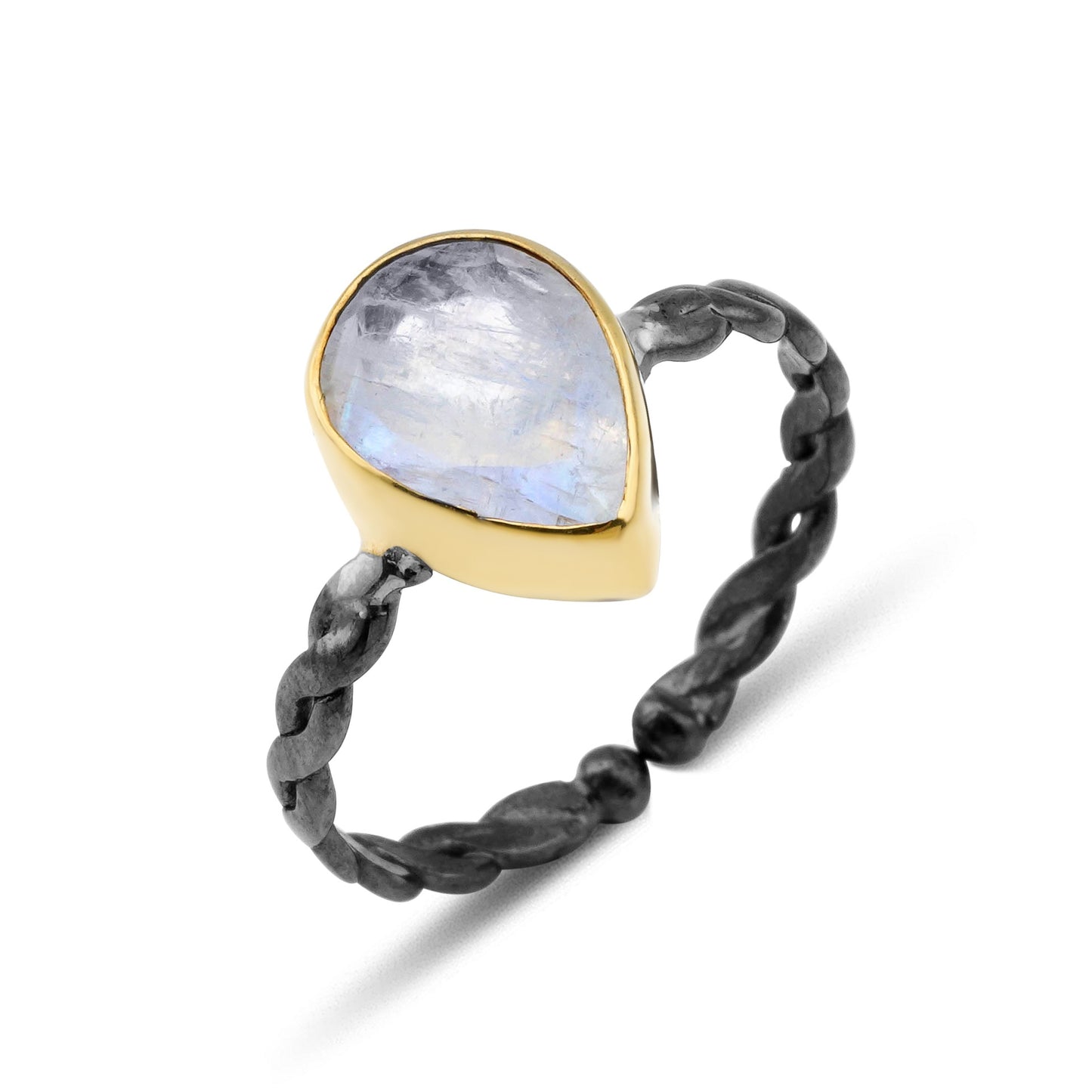Adjustable Moon Stone Silver Ring