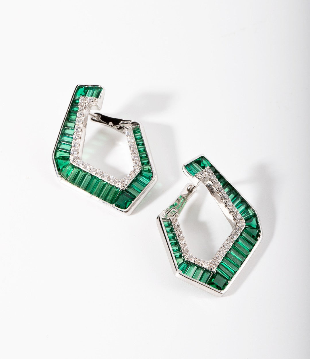 Imported Silver Earring with Green Stone