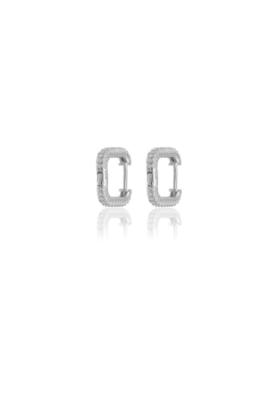 Stone Square Silver Earrings