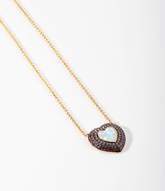 Imported Silver Necklace with Colorful Heart Stone
