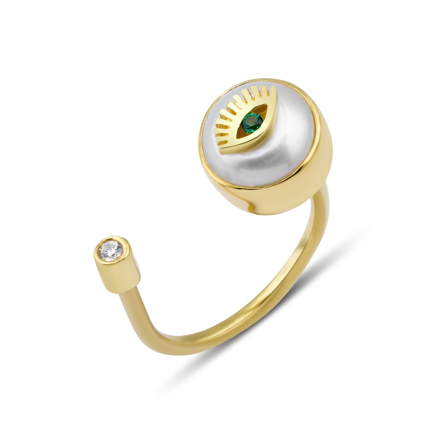 Adjustable Silver Ring with Eyelash Eye Figure