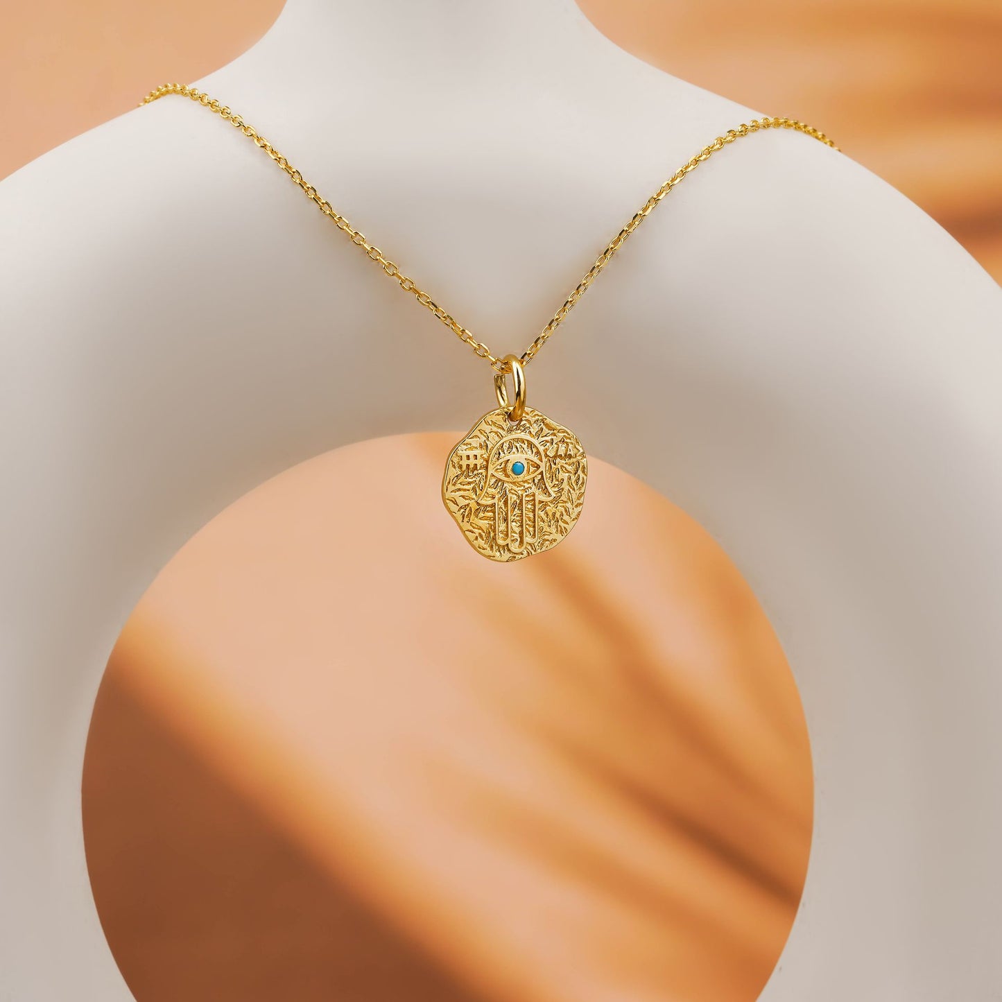Hamsa Medallion Silver Necklace